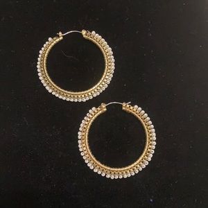 Gold Beaded hoop Earrings